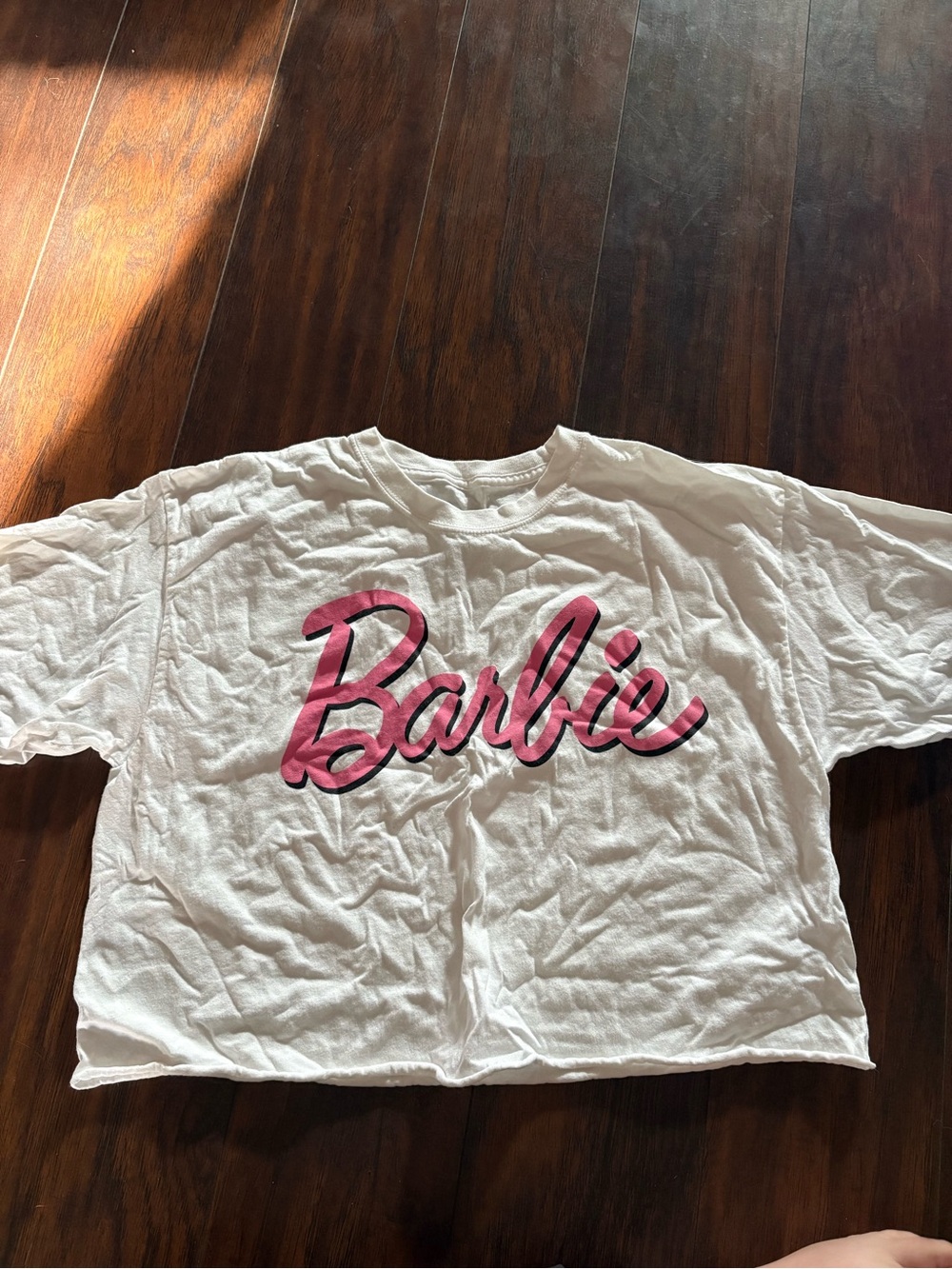 Mattel Barbie White Tee with Pink Script Logo
